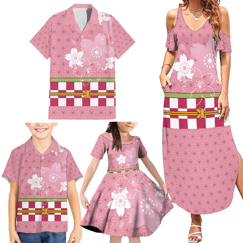 Japanese Asanoha Pattern Family Matching Summer Maxi Dress and Hawaiian Shirt Charm Against Evil Spirits - Wonder Print Shop