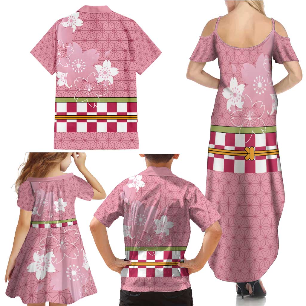 Japanese Asanoha Pattern Family Matching Summer Maxi Dress and Hawaiian Shirt Charm Against Evil Spirits - Wonder Print Shop