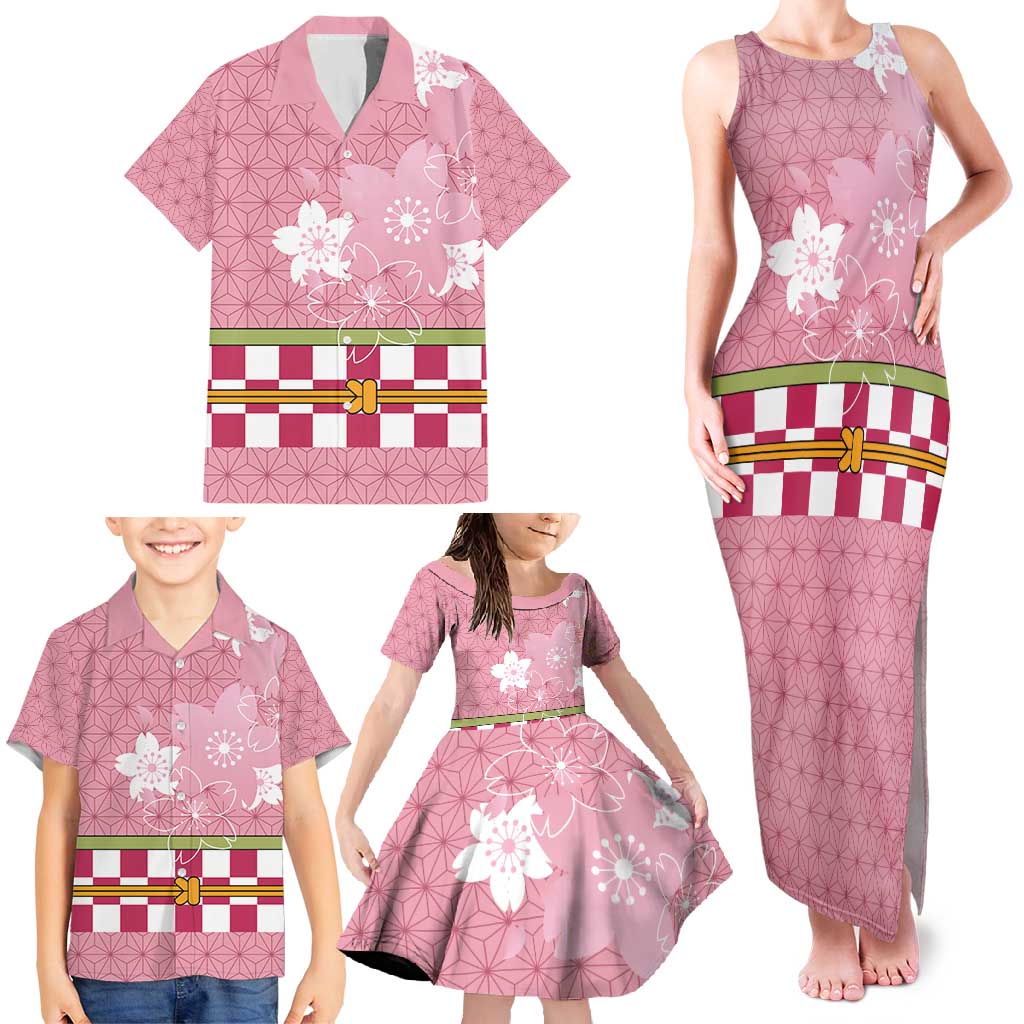 Japanese Asanoha Pattern Family Matching Tank Maxi Dress and Hawaiian Shirt Charm Against Evil Spirits - Wonder Print Shop