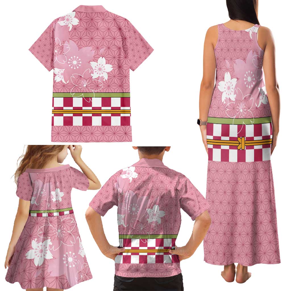 Japanese Asanoha Pattern Family Matching Tank Maxi Dress and Hawaiian Shirt Charm Against Evil Spirits - Wonder Print Shop