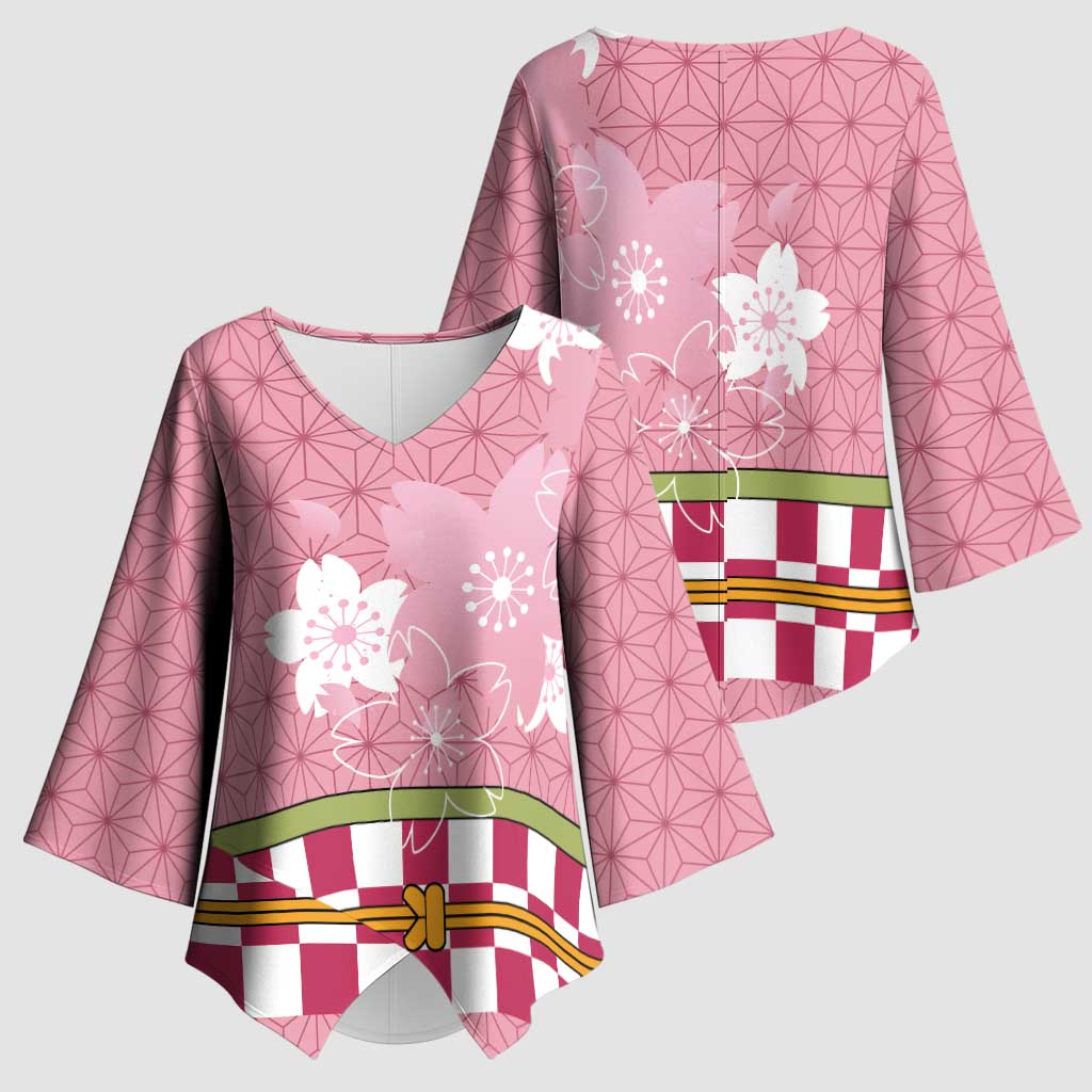 Japanese Asanoha Pattern Kimono Sleeve Blouse Charm Against Evil Spirits - Wonder Print Shop