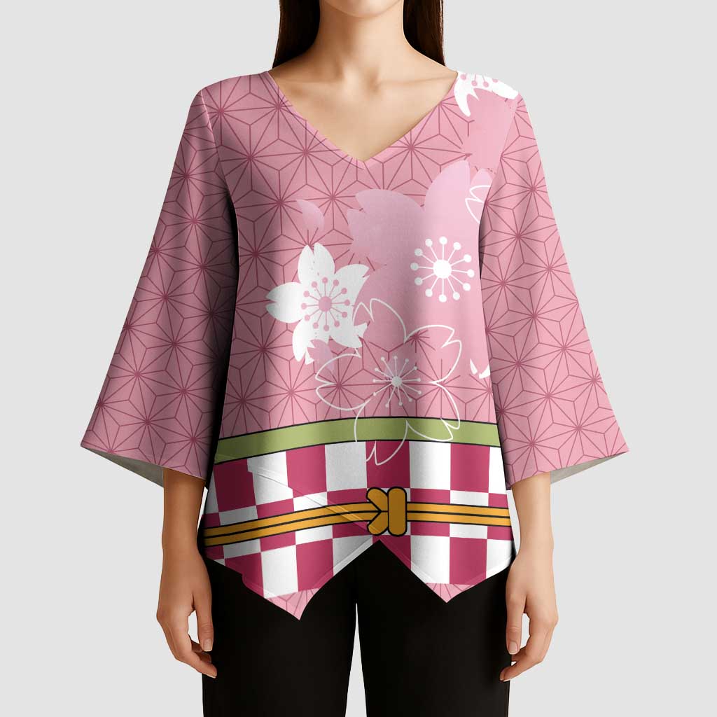 Japanese Asanoha Pattern Kimono Sleeve Blouse Charm Against Evil Spirits - Wonder Print Shop