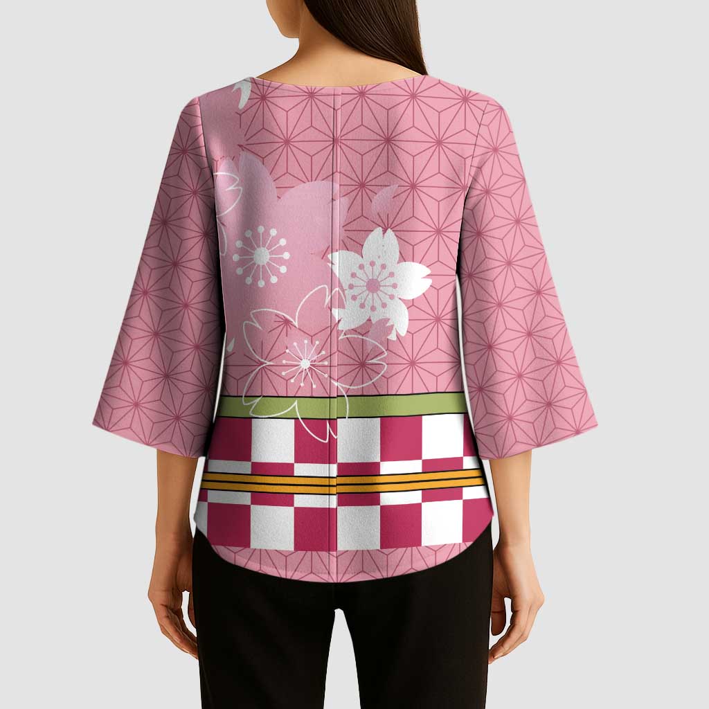 Japanese Asanoha Pattern Kimono Sleeve Blouse Charm Against Evil Spirits - Wonder Print Shop