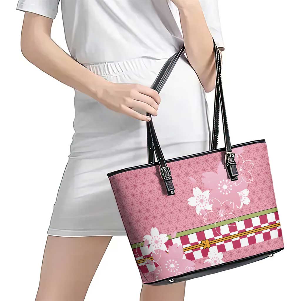 Japanese Asanoha Pattern Leather Tote Bag Charm Against Evil Spirits - Wonder Print Shop