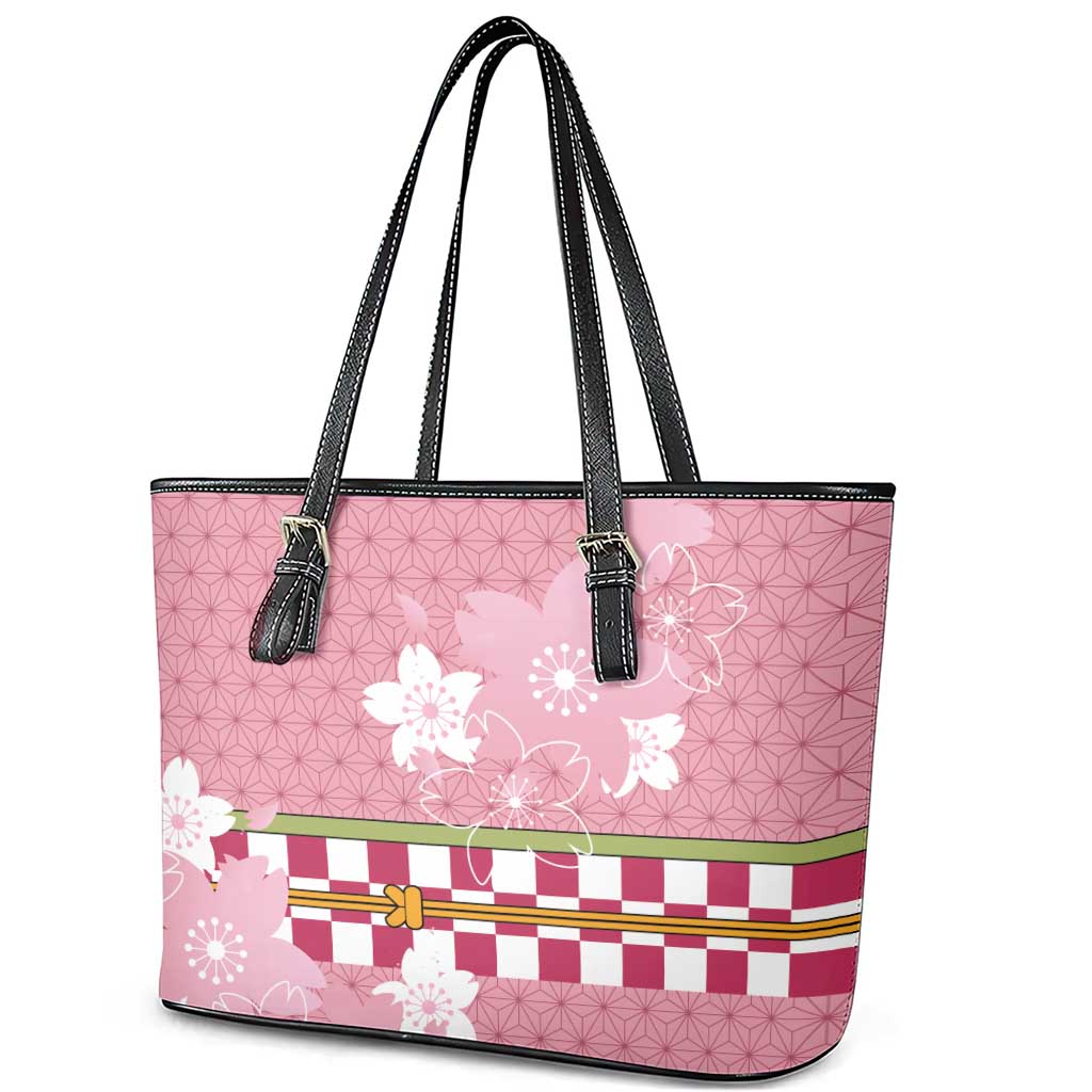 Japanese Asanoha Pattern Leather Tote Bag Charm Against Evil Spirits - Wonder Print Shop