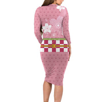 Japanese Asanoha Pattern Long Sleeve Bodycon Dress Charm Against Evil Spirits - Wonder Print Shop