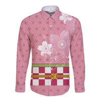 Japanese Asanoha Pattern Long Sleeve Button Shirt Charm Against Evil Spirits - Wonder Print Shop