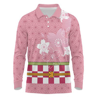 Japanese Asanoha Pattern Long Sleeve Polo Shirt Charm Against Evil Spirits - Wonder Print Shop