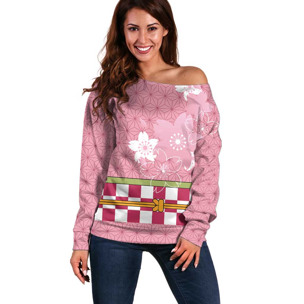 Japanese Asanoha Pattern Off Shoulder Sweater Charm Against Evil Spirits - Wonder Print Shop