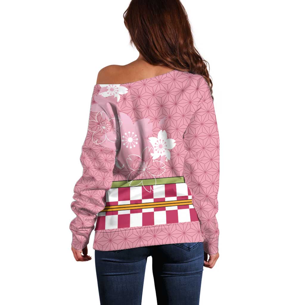 Japanese Asanoha Pattern Off Shoulder Sweater Charm Against Evil Spirits - Wonder Print Shop