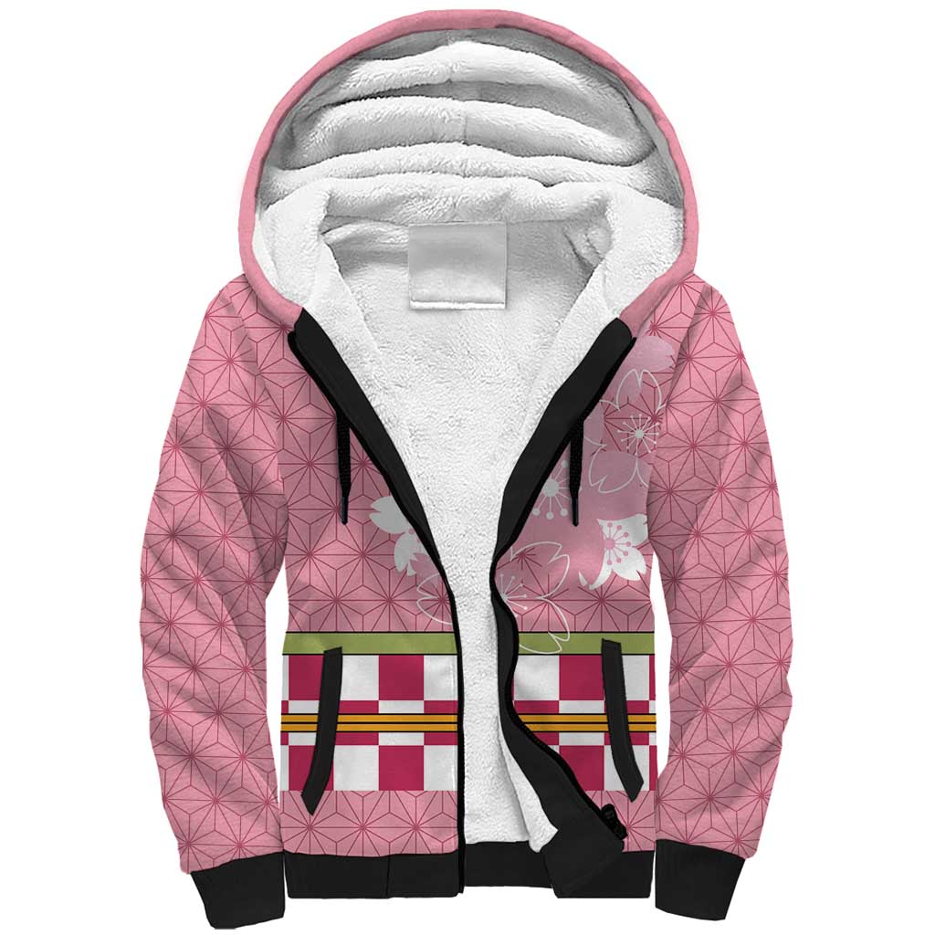 Japanese Asanoha Pattern Sherpa Hoodie Charm Against Evil Spirits - Wonder Print Shop