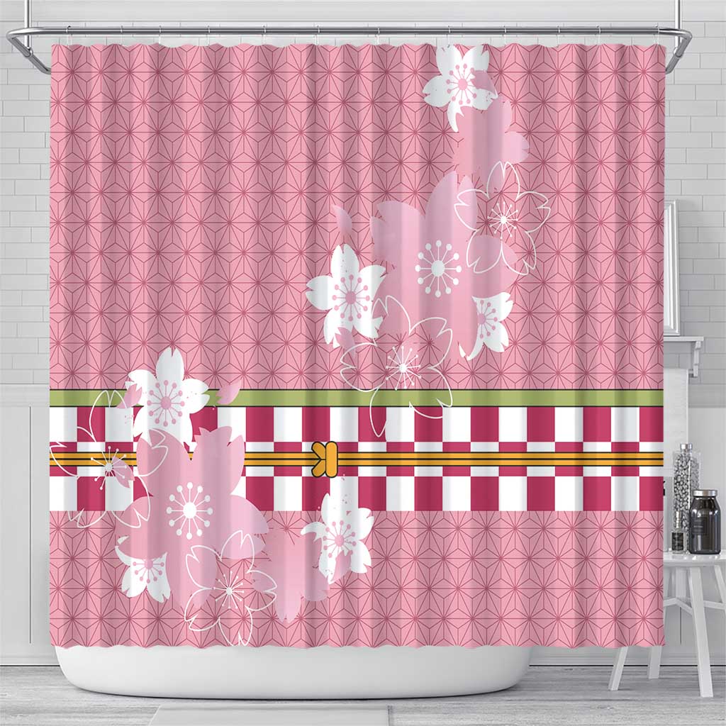 Japanese Asanoha Pattern Shower Curtain Charm Against Evil Spirits - Wonder Print Shop