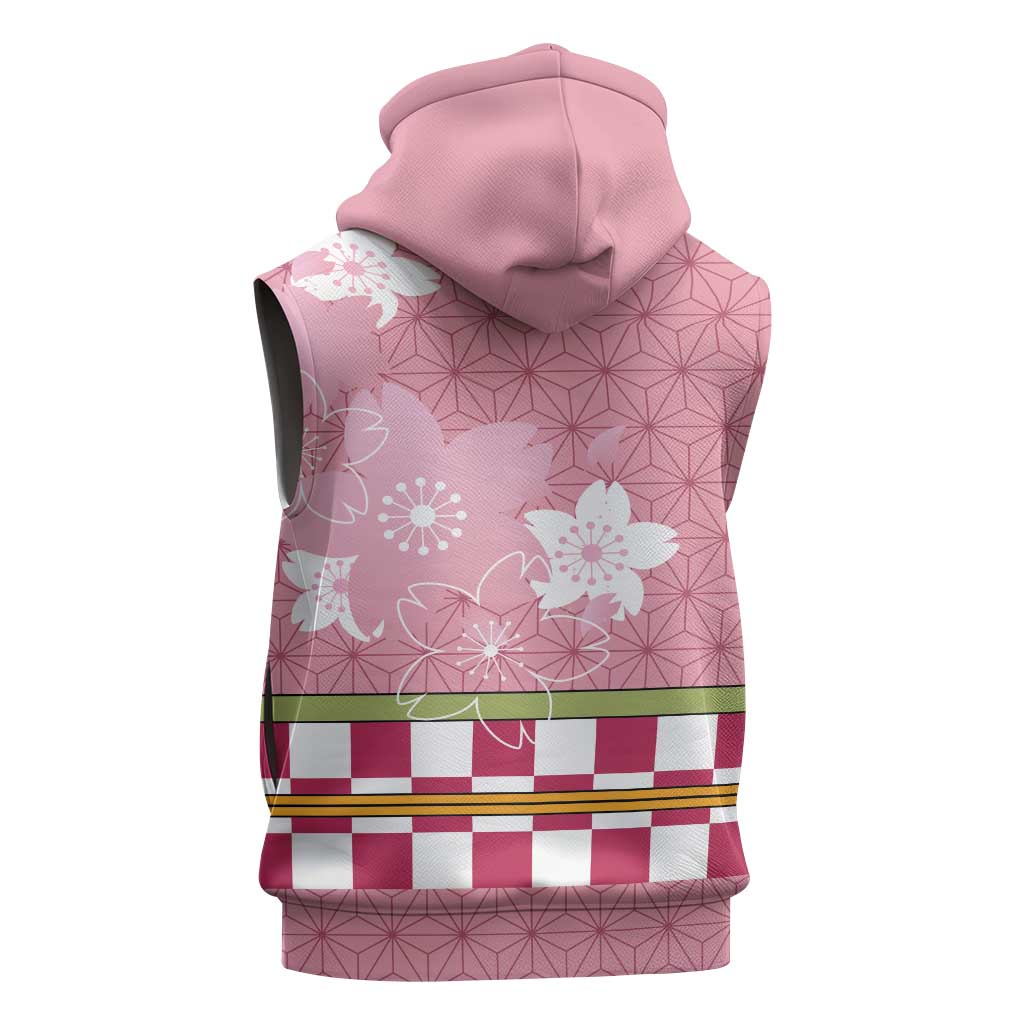 Japanese Asanoha Pattern Sleeveless Zip Hoodie Charm Against Evil Spirits - Wonder Print Shop