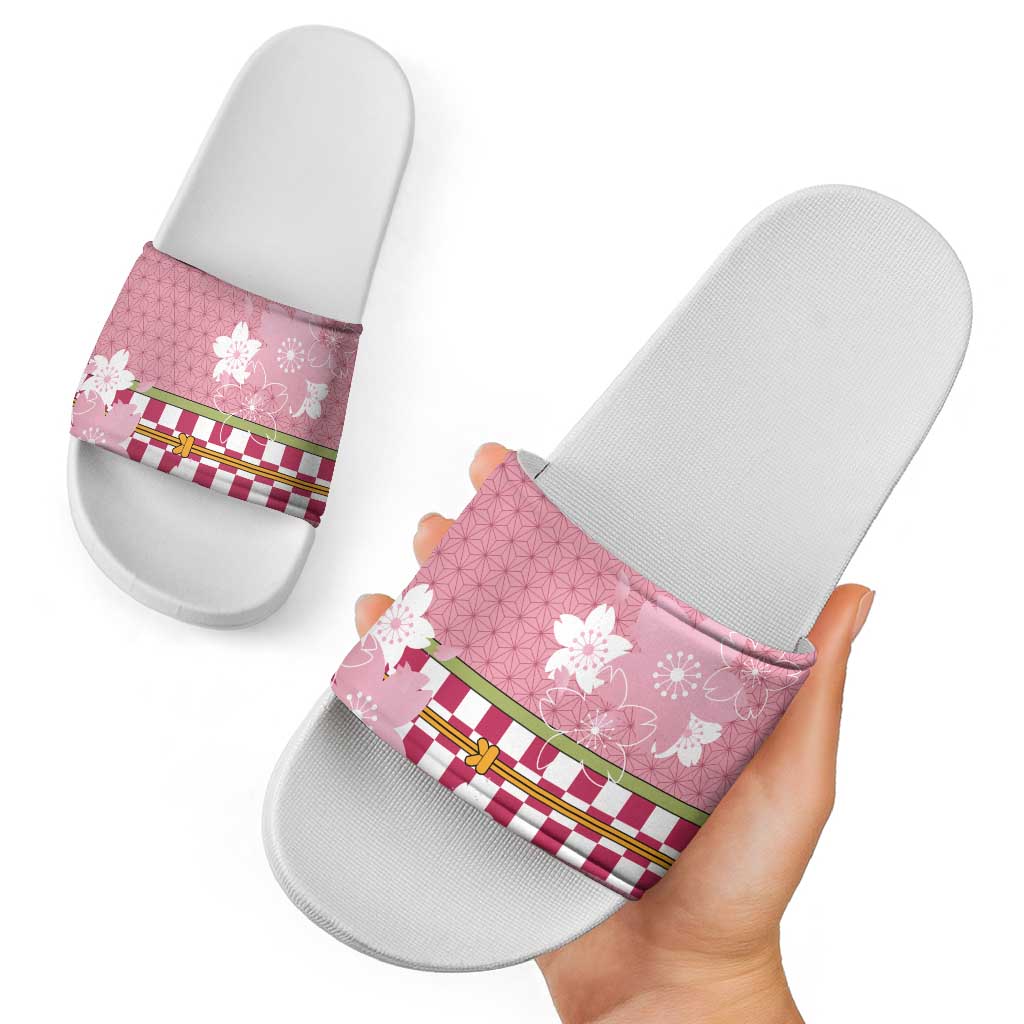 Japanese Asanoha Pattern Slide Sandals Charm Against Evil Spirits - Wonder Print Shop