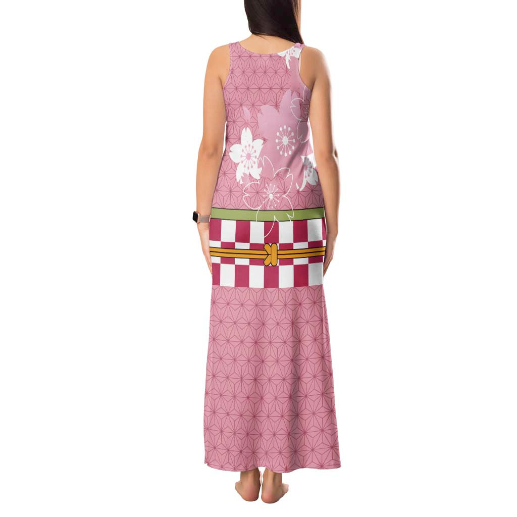 Japanese Asanoha Pattern Tank Maxi Dress Charm Against Evil Spirits - Wonder Print Shop