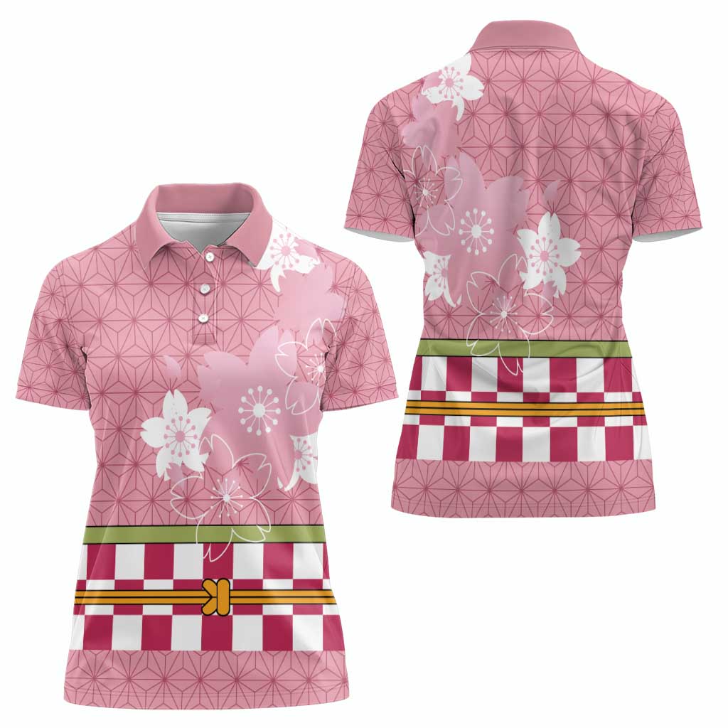 Japanese Asanoha Pattern Women Polo Shirt Charm Against Evil Spirits - Wonder Print Shop