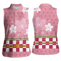 Japanese Asanoha Pattern Women Sleeveless Polo Shirt Charm Against Evil Spirits - Wonder Print Shop