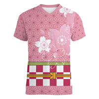 Japanese Asanoha Pattern Women V-Neck T-Shirt Charm Against Evil Spirits - Wonder Print Shop