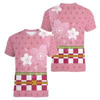 Japanese Asanoha Pattern Women V-Neck T-Shirt Charm Against Evil Spirits - Wonder Print Shop