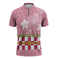 Japanese Asanoha Pattern Zipper Polo Shirt Charm Against Evil Spirits - Wonder Print Shop