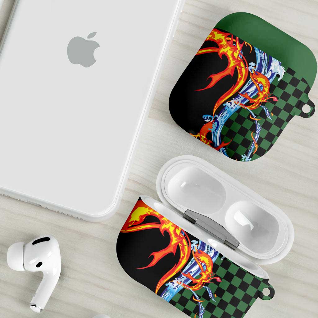 Japanese Asanoha Pattern AirPods Case Sun Flame Slayer Dragon Hinokami Kagura Spirit - Wonder Print Shop