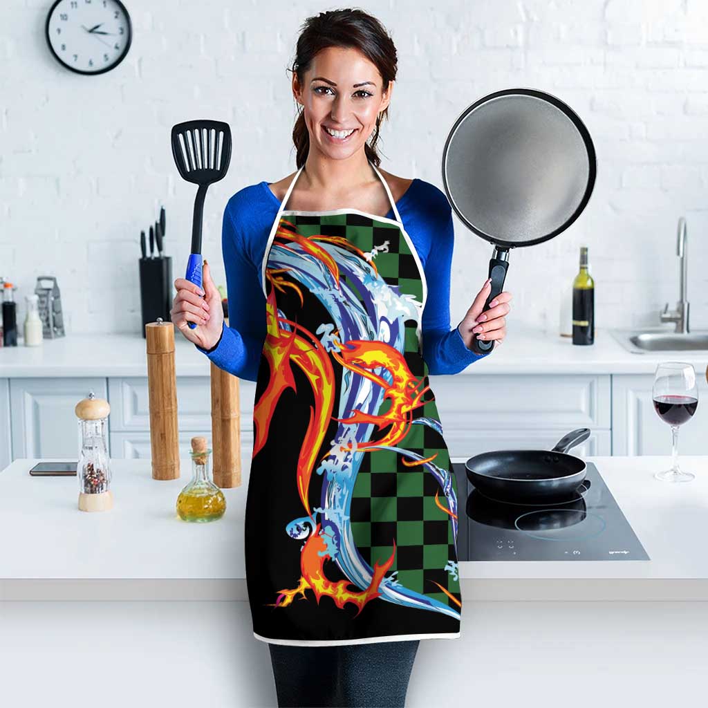 Japanese Asanoha Pattern Apron Sun Flame Slayer Dragon Hinokami Kagura Spirit - Wonder Print Shop