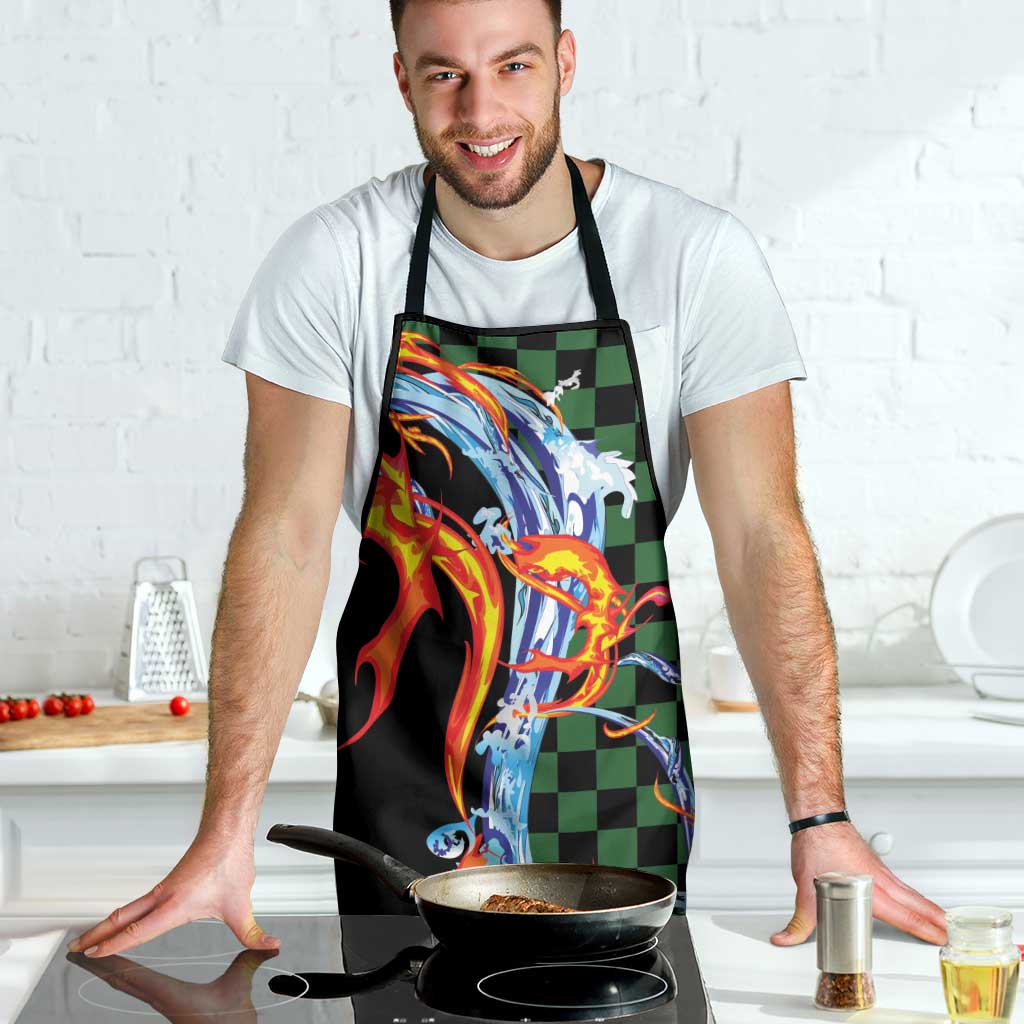 Japanese Asanoha Pattern Apron Sun Flame Slayer Dragon Hinokami Kagura Spirit - Wonder Print Shop