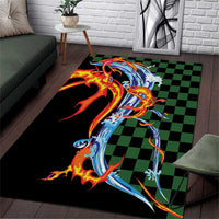 Japanese Asanoha Pattern Area Rug Sun Flame Slayer Dragon Hinokami Kagura Spirit - Wonder Print Shop