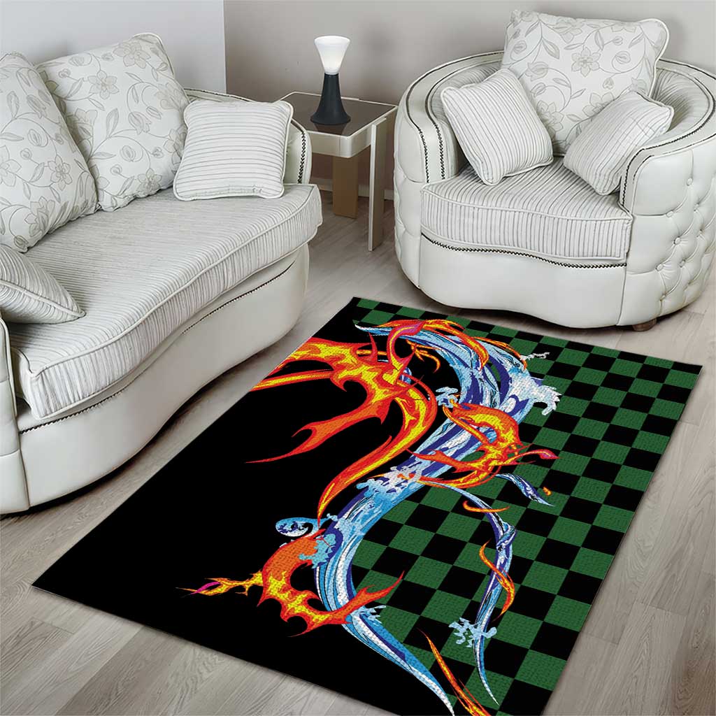 Japanese Asanoha Pattern Area Rug Sun Flame Slayer Dragon Hinokami Kagura Spirit - Wonder Print Shop