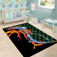 Japanese Asanoha Pattern Area Rug Sun Flame Slayer Dragon Hinokami Kagura Spirit - Wonder Print Shop
