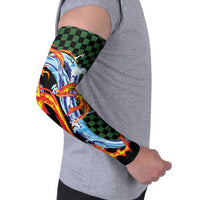 Japanese Asanoha Pattern Arm Sleeves Sun Flame Slayer Dragon Hinokami Kagura Spirit - Wonder Print Shop