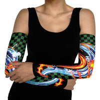 Japanese Asanoha Pattern Arm Sleeves Sun Flame Slayer Dragon Hinokami Kagura Spirit - Wonder Print Shop
