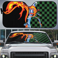 Japanese Asanoha Pattern Auto Sun Shade Sun Flame Slayer Dragon Hinokami Kagura Spirit - Wonder Print Shop