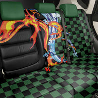 Japanese Asanoha Pattern Back Car Seat Cover Sun Flame Slayer Dragon Hinokami Kagura Spirit - Wonder Print Shop