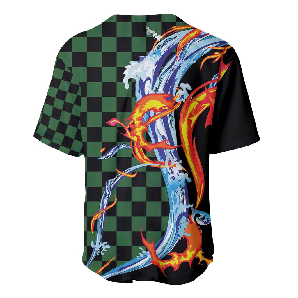 Japanese Asanoha Pattern Baseball Jersey Sun Flame Slayer Dragon Hinokami Kagura Spirit - Wonder Print Shop