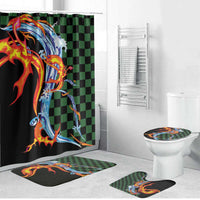 Japanese Asanoha Pattern Bathroom Set Sun Flame Slayer Dragon Hinokami Kagura Spirit - Wonder Print Shop