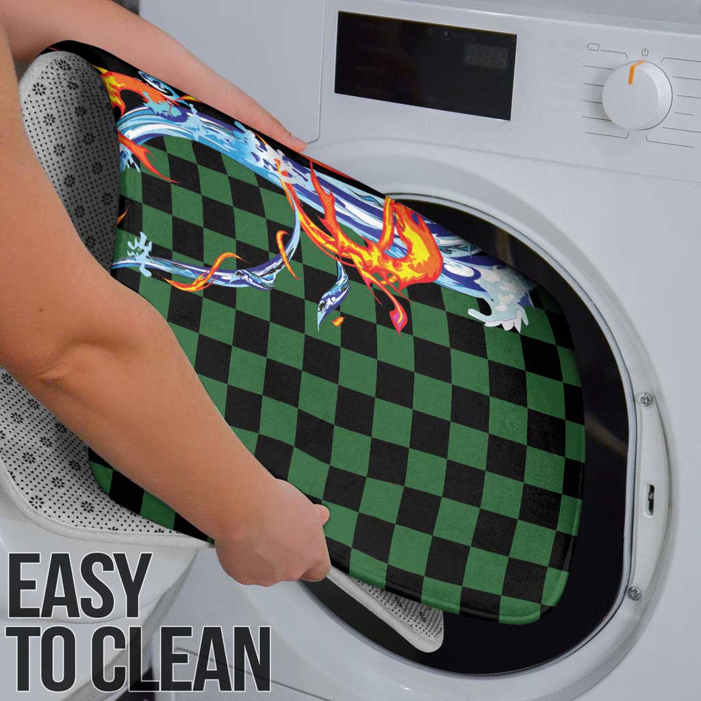 Japanese Asanoha Pattern Bathroom Set Sun Flame Slayer Dragon Hinokami Kagura Spirit - Wonder Print Shop