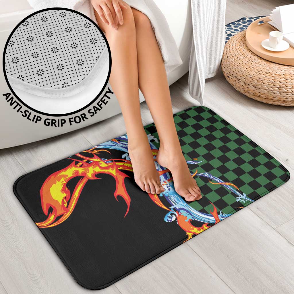 Japanese Asanoha Pattern Bathroom Set Sun Flame Slayer Dragon Hinokami Kagura Spirit - Wonder Print Shop