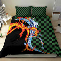 Japanese Asanoha Pattern Bedding Set Sun Flame Slayer Dragon Hinokami Kagura Spirit - Wonder Print Shop
