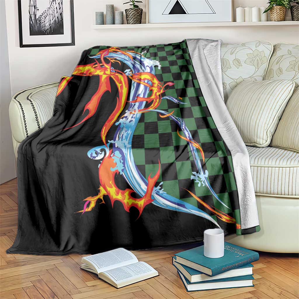 Japanese Asanoha Pattern Blanket Sun Flame Slayer Dragon Hinokami Kagura Spirit - Wonder Print Shop