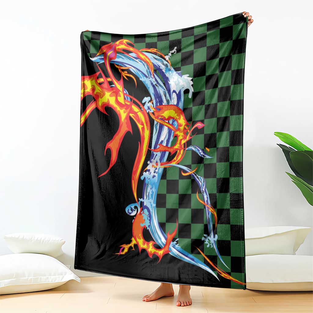 Japanese Asanoha Pattern Blanket Sun Flame Slayer Dragon Hinokami Kagura Spirit - Wonder Print Shop