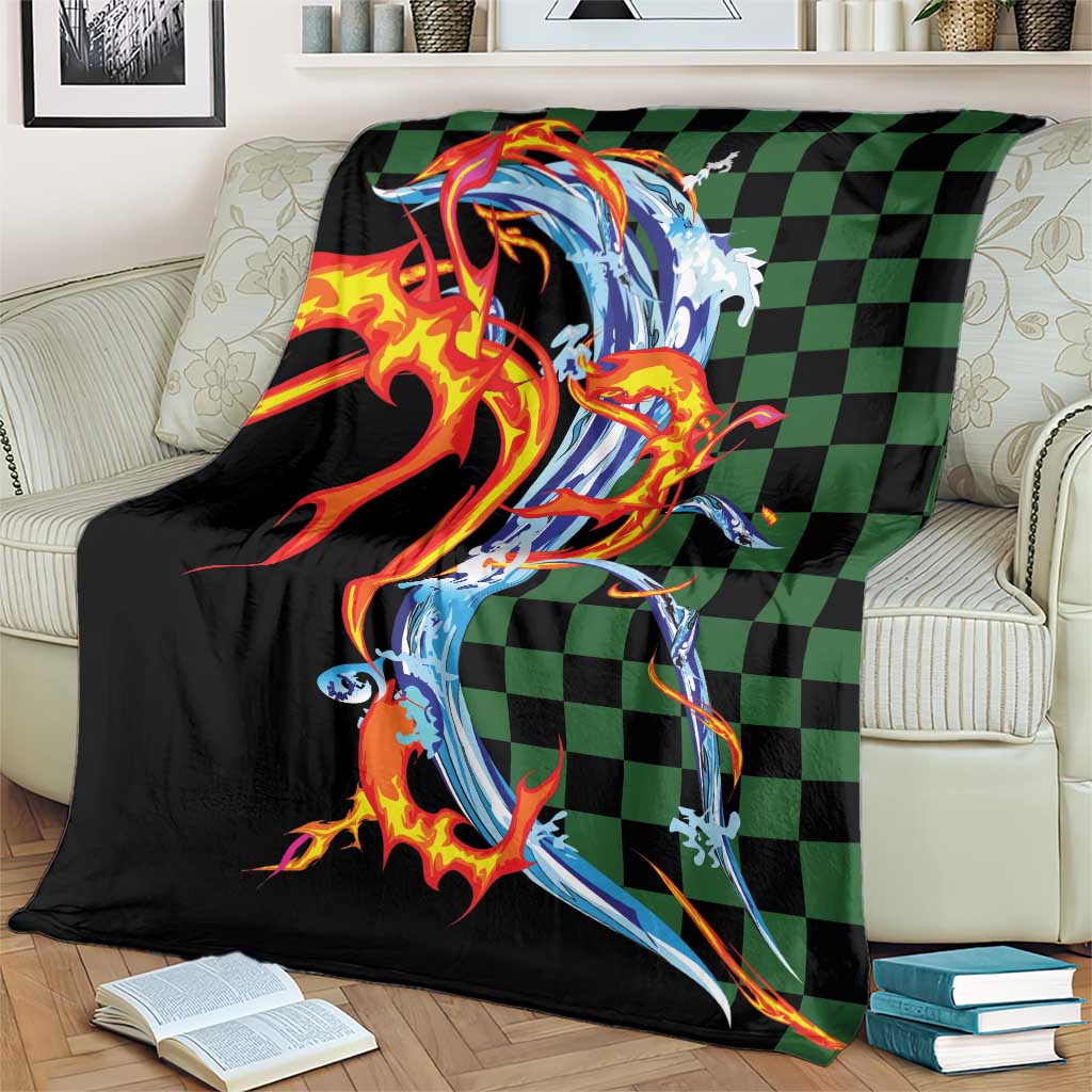Japanese Asanoha Pattern Blanket Sun Flame Slayer Dragon Hinokami Kagura Spirit - Wonder Print Shop