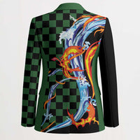 Japanese Asanoha Pattern Blazer Sun Flame Slayer Dragon Hinokami Kagura Spirit - Wonder Print Shop