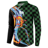 Japanese Asanoha Pattern Button Sweatshirt Sun Flame Slayer Dragon Hinokami Kagura Spirit - Wonder Print Shop