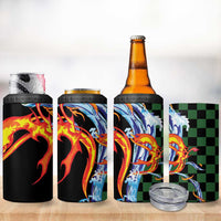 Japanese Asanoha Pattern 4 in 1 Can Cooler Tumbler Sun Flame Slayer Dragon Hinokami Kagura Spirit - Wonder Print Shop