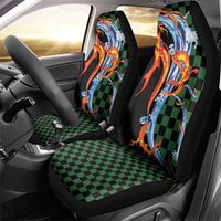 Japanese Asanoha Pattern Car Seat Cover Sun Flame Slayer Dragon Hinokami Kagura Spirit - Wonder Print Shop