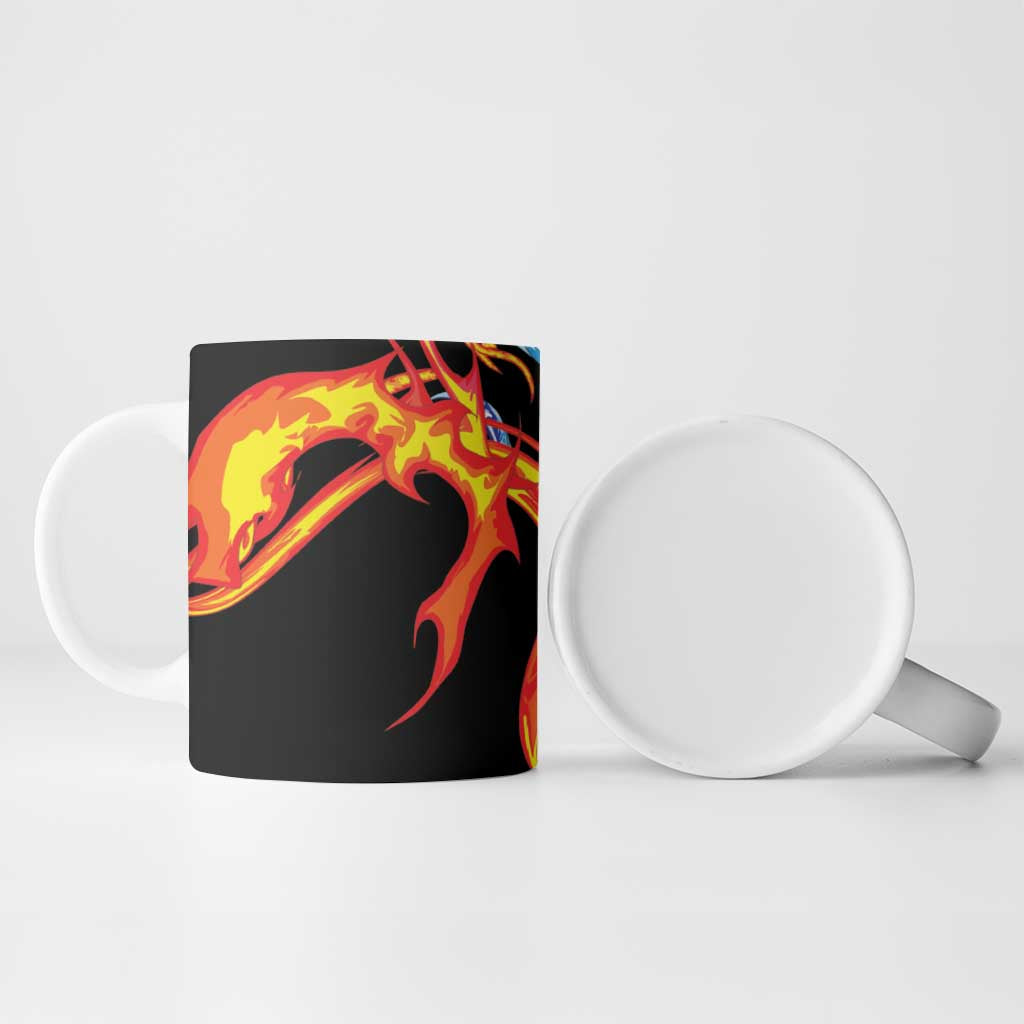 Japanese Asanoha Pattern Ceramic Mug Sun Flame Slayer Dragon Hinokami Kagura Spirit - Wonder Print Shop