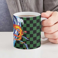 Japanese Asanoha Pattern Ceramic Mug Sun Flame Slayer Dragon Hinokami Kagura Spirit - Wonder Print Shop