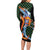 Japanese Asanoha Pattern Family Matching Long Sleeve Bodycon Dress and Hawaiian Shirt Sun Flame Slayer Dragon Hinokami Kagura Spirit - Wonder Print Shop