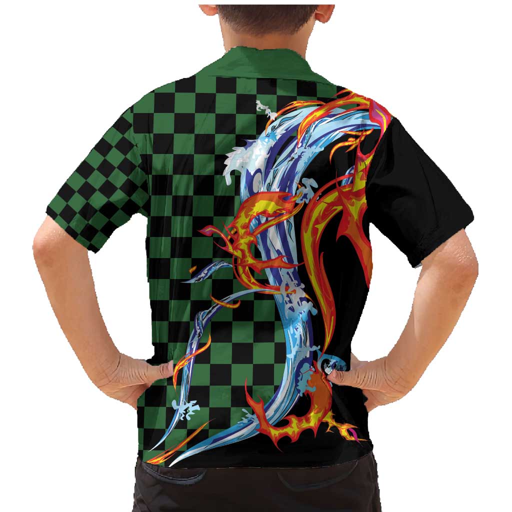 Japanese Asanoha Pattern Family Matching Mermaid Dress and Hawaiian Shirt Sun Flame Slayer Dragon Hinokami Kagura Spirit - Wonder Print Shop